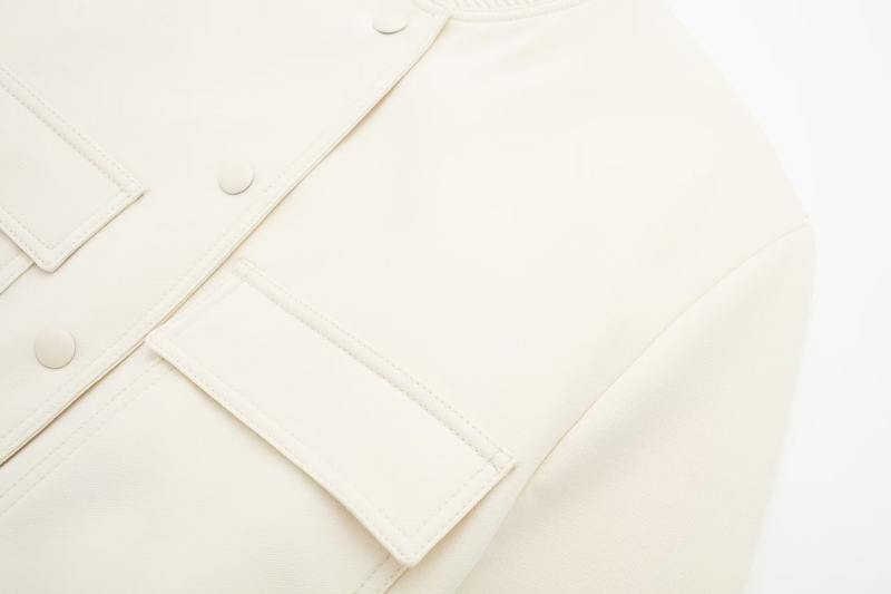 Women's Clothing Spring New Stand-up Collar Large Pocket Jacket Coat + Pleated Design Shorts Suit_voghion.com