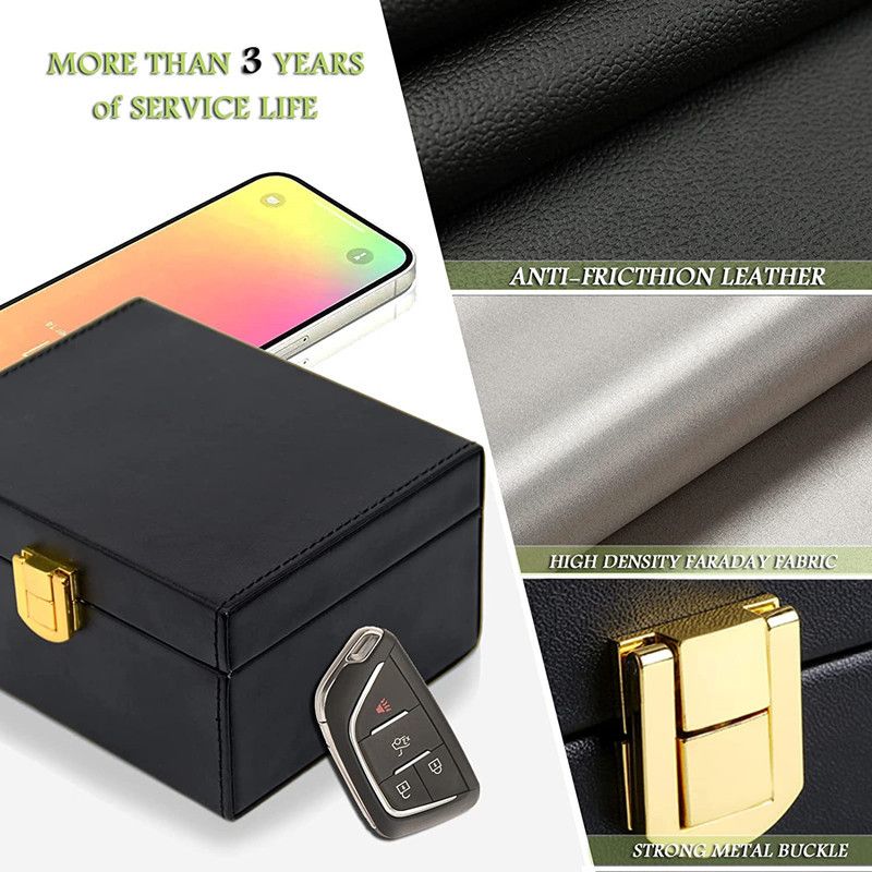 1 Shielding Box + 2 Key Bags Anti-Theft Sensor Car Keyless Entry System Anti-Magnetic Scan_voghion.com