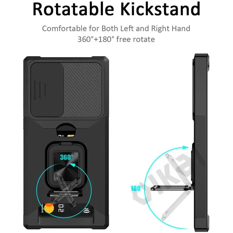 Armor Kickstand-skal till Samsung Galaxy S24 S23 Ultra S22 Plus S21 FE Note 20-fodral med korthållare, plånbok och ringhållare._voghion.com