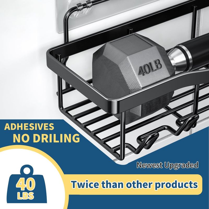 EU Shower Organizer | No-Drill 304 Steel | 18kg Hold | Tile/Marble Safe_voghion.com