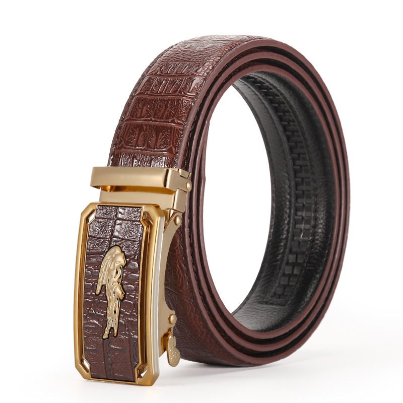 Automatic Buckle New Crocodile Pattern Casual Versatile Youth Jeans Men's Belt_voghion.com