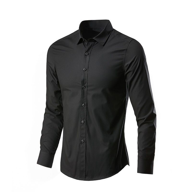 Pulse Pulse Herren Langarmhemd, bügelfrei, Business-Stil, Slim Fit, koreanischer Stil, professionell, Büro, weiß, Freizeithemd_voghion.com
