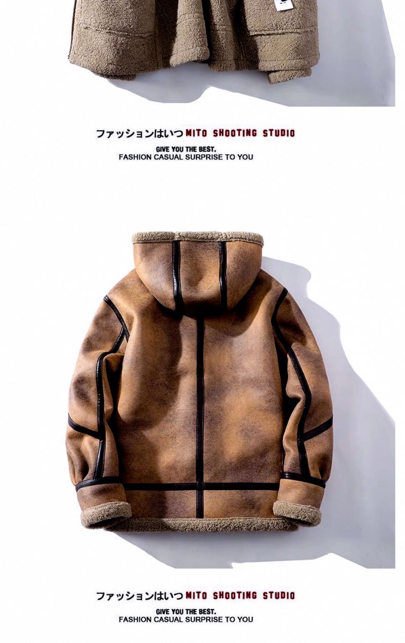 2025 Winter Large Size Hooded Shearling One-Piece Lamb Wool Motorcycle Trendy Brand Melard Leather Jacket Men_voghion.com