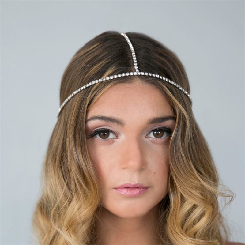 New minimalist rhinestone headb, bridal accessory with full diamond temperament, forehead chain hair accessory,_voghion.com
