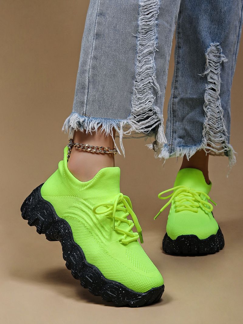 Plus Size Women's Breathable Sock Sneakers Slip-On Lazy Shoes_voghion.com