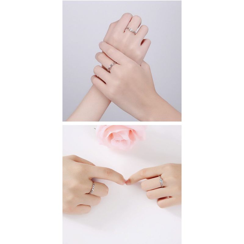 Zirkonia Diamant mit einem Paar verstellbarer lebendiger Münder für Männer und Frauen Paare S Reines Silber Paar Ring Mode_voghion.com