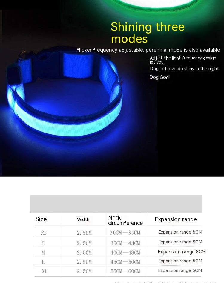 Collare per cani ricaricabile tramite USB, luminoso, animale domestico di grandi dimensioni_voghion.com