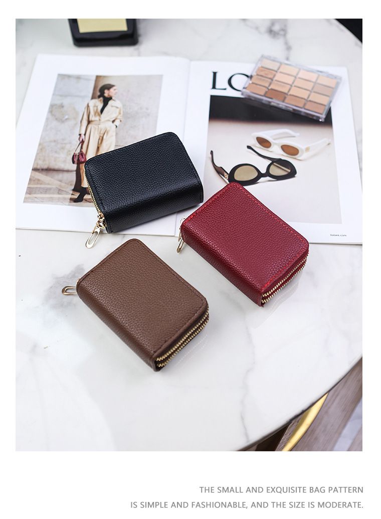 Card Bag Card Cases Double Layer Zipper Accordion Card Holder Solid Color Short Wallet Fashionable And Simple Ladies Wallet Multi Function Coin Purse_voghion.com