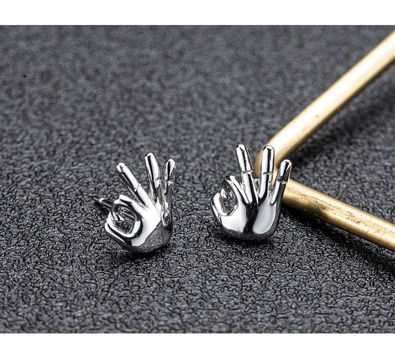 Náušnice pro muže s trendy osobností, antialergické, jednoduché, trendy temperamentní, pro páry, s vtipnými prsty, náušnice s ženským temperamentem._voghion.com