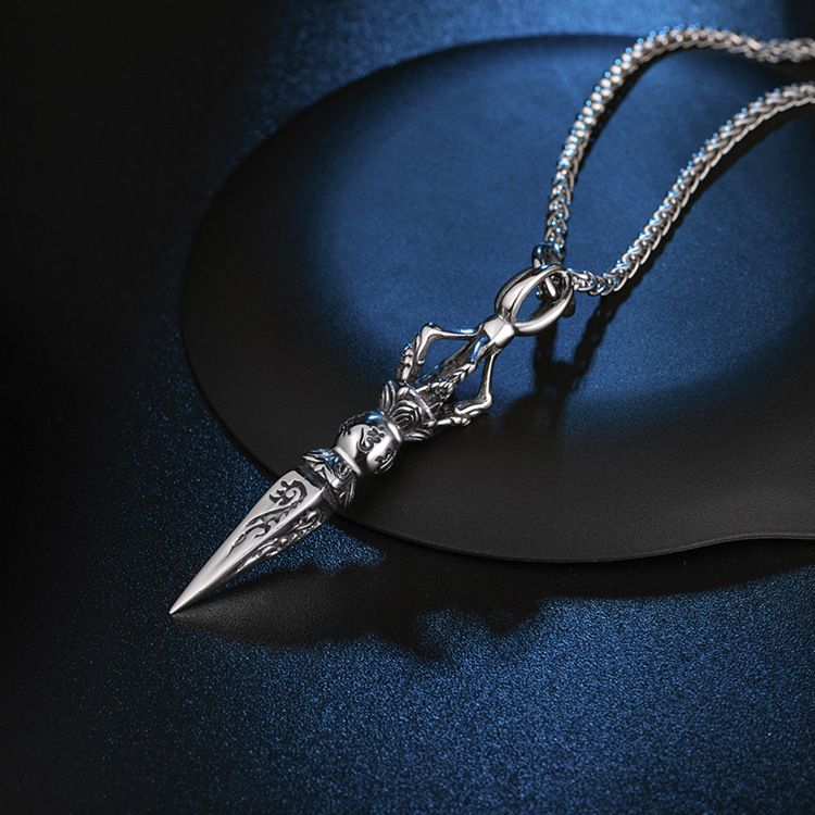 Collier pendentif diamant vintage en acier titane et acier inoxydable_voghion.com