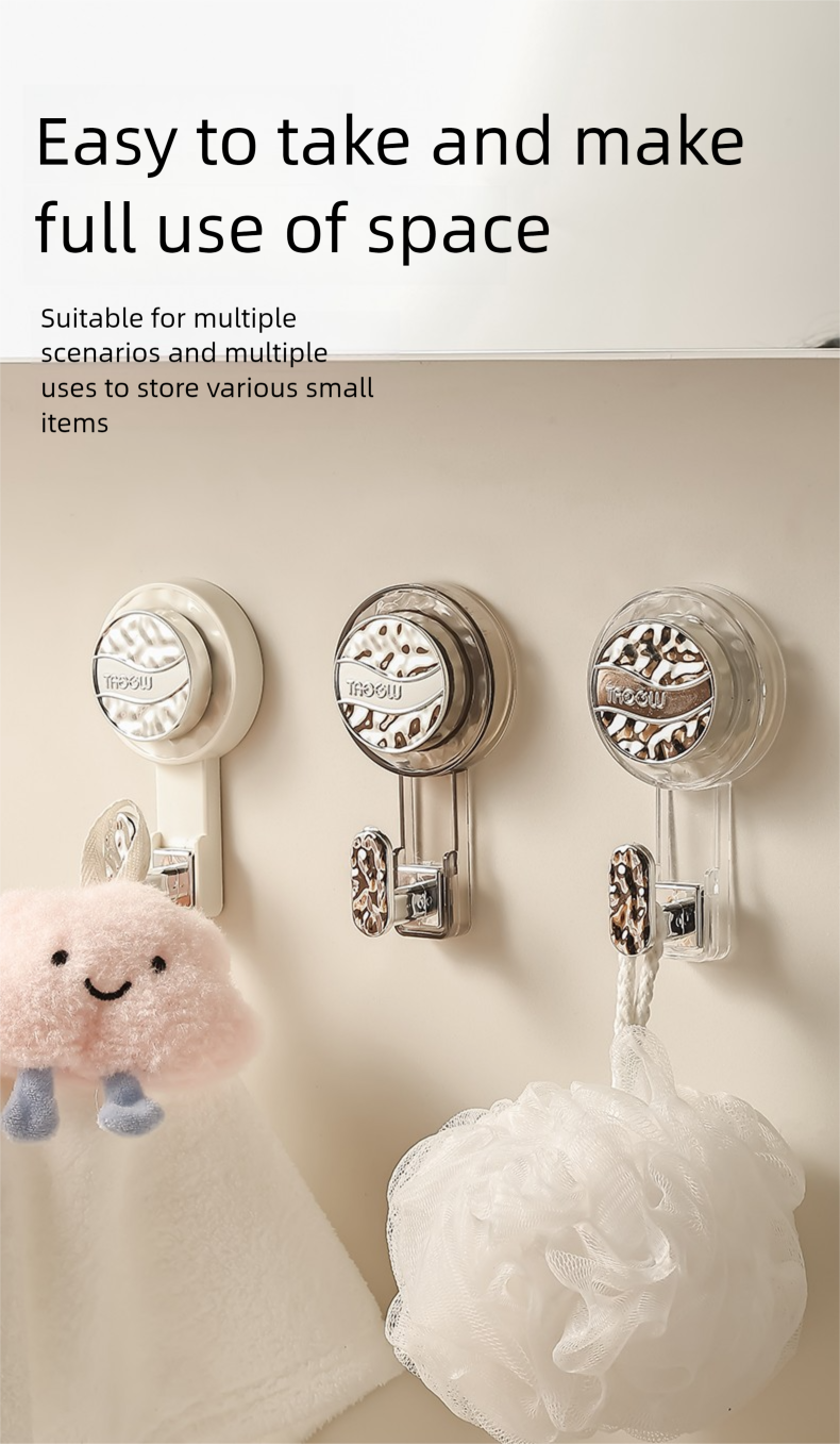 Rotierender Saugnapf, starker Unterdruck, bohrfrei, spurlos, für Badezimmer, Küche, Tür und Rückseite, robuster Klebehaken für Handtücher, ideal zum Anbringen hinter Türen._voghion.com