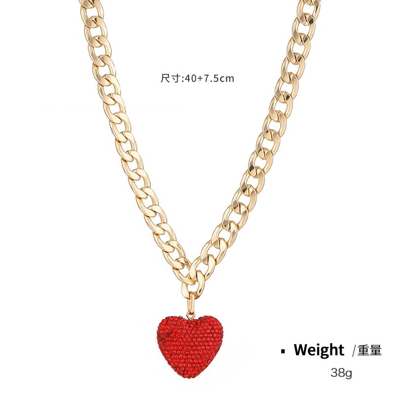 Collana con diamanti rossi Kenjie Design per donna, orecchini a forma di cuore, regalo di San Valentino_voghion.com