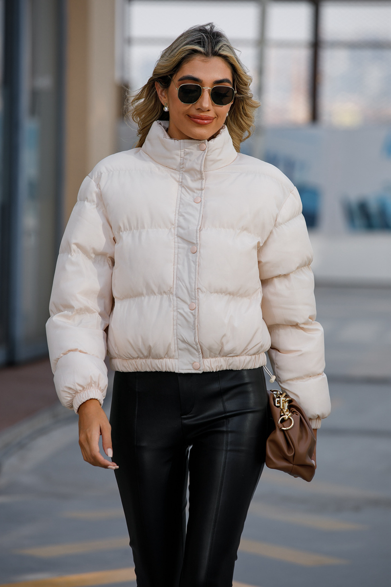 Women's fashion long sleeve high neck warm coat loose casual cotton-padded jacket_voghion.com