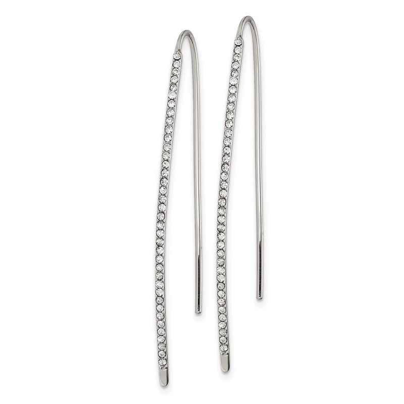Sterling Silver Rhodium-plated Crystal Threader Dangle Earrings_voghion.com