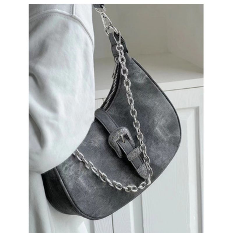 Summer Women's 2024 Feeling Moon New Single Shoulder Canvas Underarm Chain Strap Crossbody Bag_voghion.com