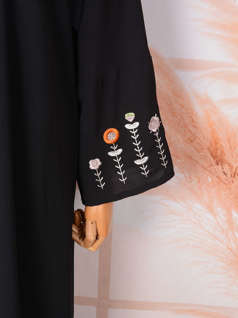 Damkläder Abaya Turkisk Mellanöstern Muslim Broderi Casual Robe Klänning Cardigan_voghion.com