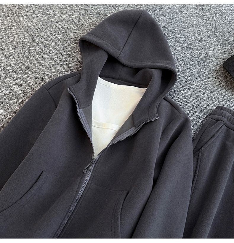 Ensemble sweat à capuche minimaliste – Pull premium + Pantalon large et débardeur superposé (S-XXL, mélange de coton effet nuage, esthétique monochrome)_voghion.com