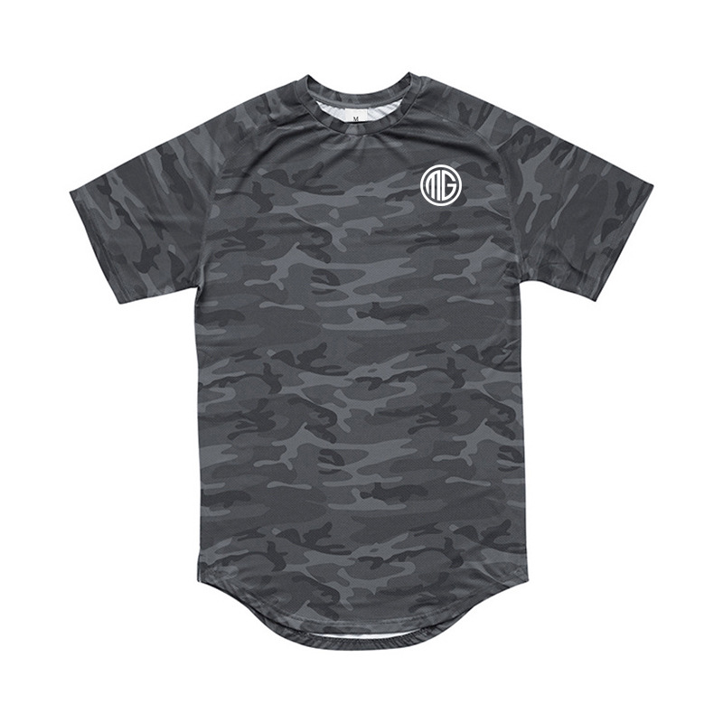 Muscle fitness quick drying camouflage short sleeved men's new summer casual running training sportswear_voghion.com