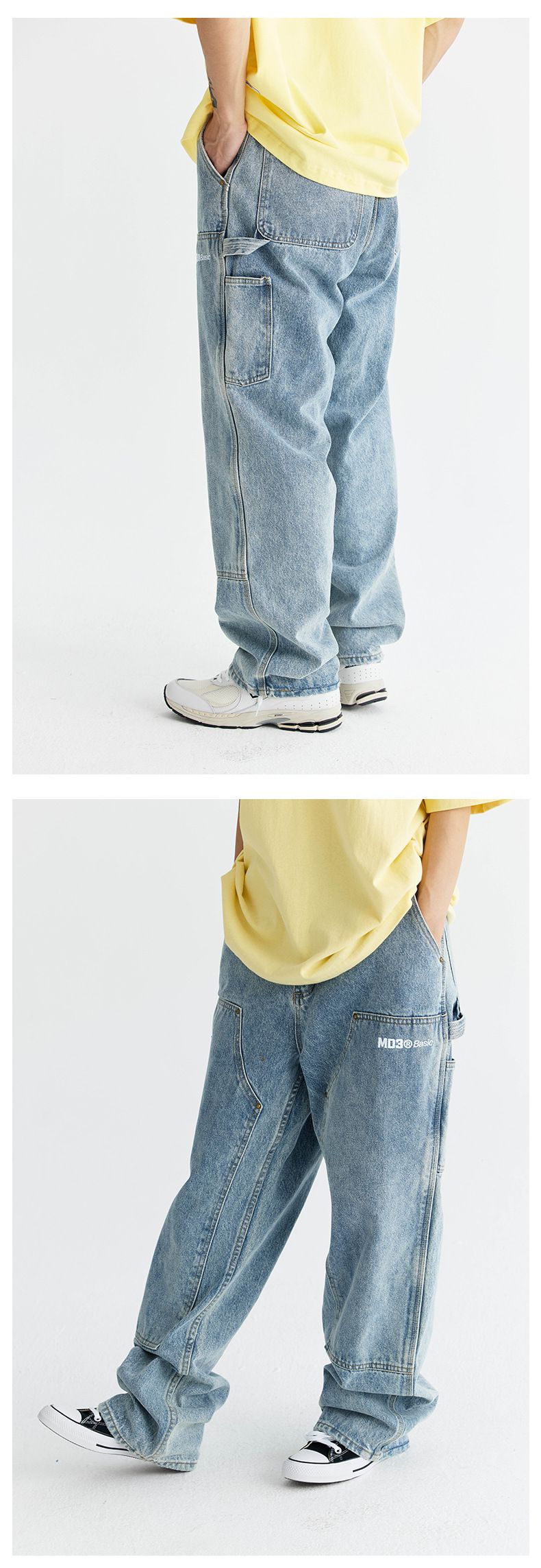 Herrenbekleidung, stark gewaschene, abgenutzte alte Arbeitshosen für Holzfäller, amerikanische Straßenjeans aus reiner Baumwolle, gerader Schnitt, für Männer und Frauen_voghion.com