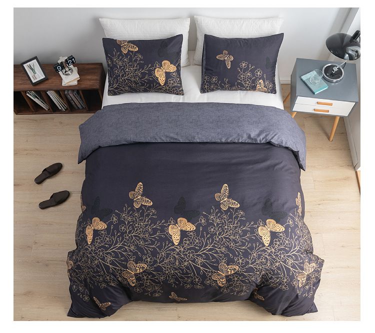 Stunning Gold Butterfly & Constellation Design, Modern Minimalist Quilt Cover With Pillowcases, Luxury Synthetic Fiber Bedding For Twin/Full Size Beds_voghion.com