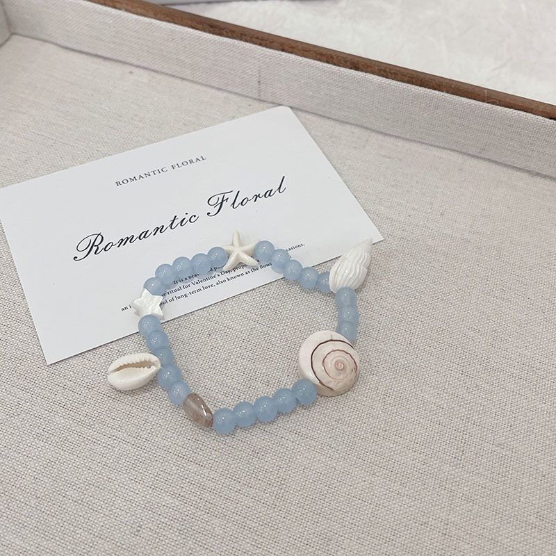 Ozean-Stil Bunte Perlen Muschel Seestern Armband für Frauen, Sommer Nische Reise Urlaub Beste Freundin Schmuck_voghion.com