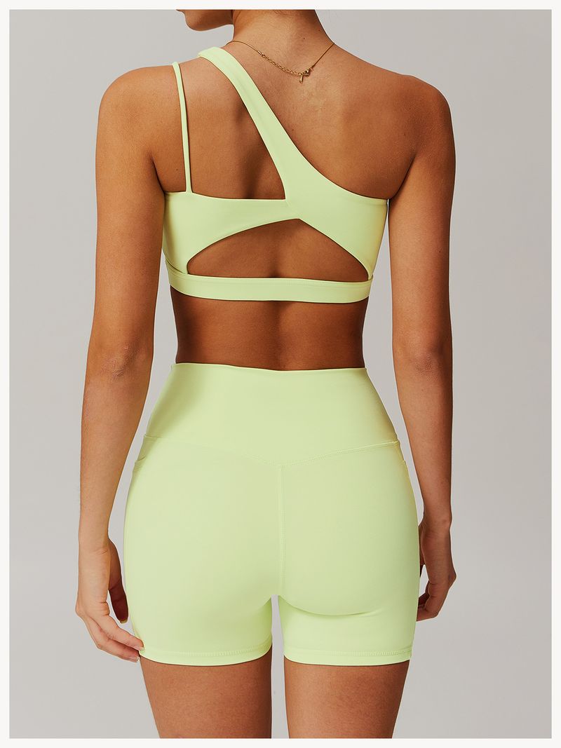 Vêtements pour femmes, shorts de sport couleur chair à séchage rapide, taille haute, pantalons de yoga serrés, poches, shorts de course respirants et de fitness_voghion.com