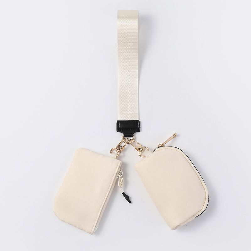 LULU Style Wrist Portable Mini Fashion Color Block Coin Purse Nylon Waterproof Storage Key Bag_voghion.com