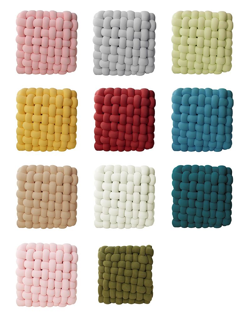 Cuscino quadrato lavorato a maglia minimalista giapponese - Cuscino in lana dai toni neutri per schienale del divano, sedia da pranzo e seduta da meditazione_voghion.com