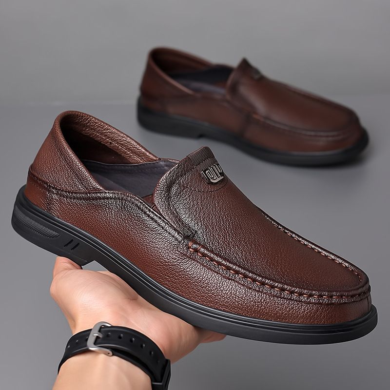 Heren casual lente schapenvacht zolen, zacht echt leer, één voet pedaal, Le Fu schoenen, heren veelzijdig_voghion.com
