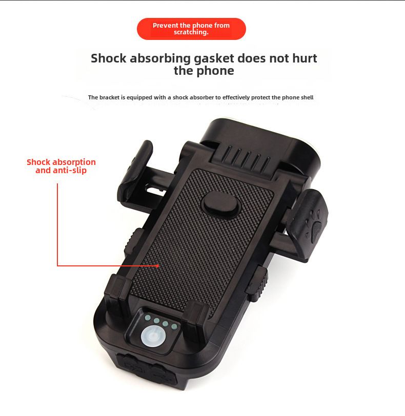 Suport telefon mobil pentru bicicletă, baterie externă multifuncțională, lumină puternică, claxon, rezistență mare, blocare cu un singur clic, încărcare telefon mobil_voghion.com