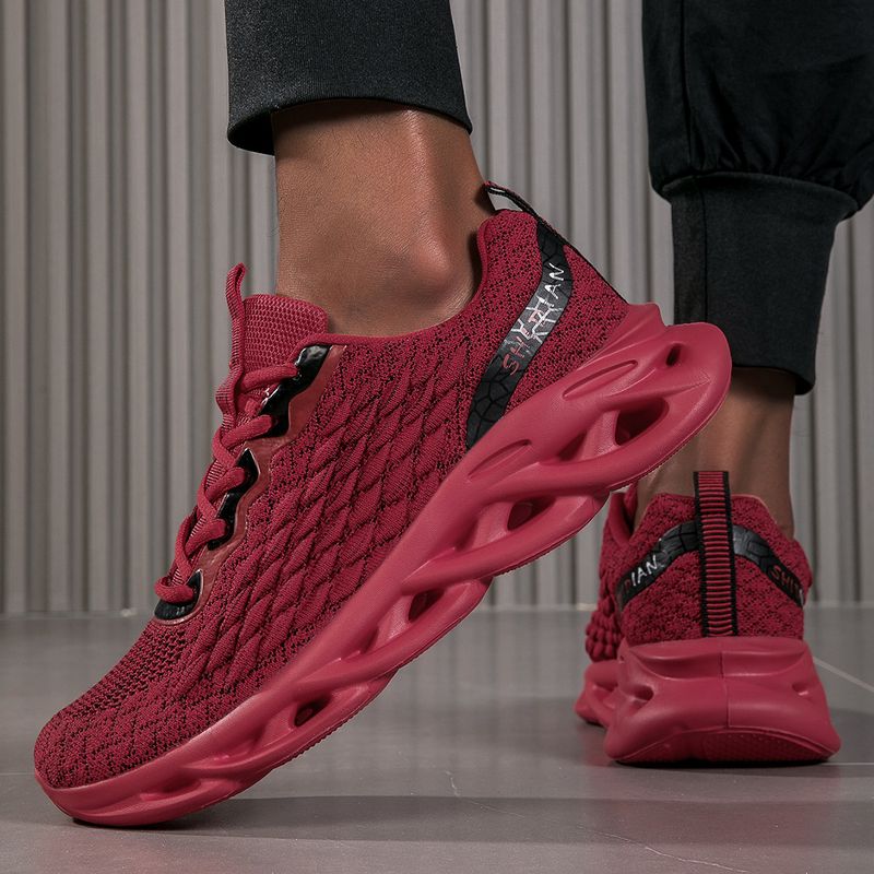 Hot Fried Dough Twists soled sports fish scale flying woven running shoes, men's high-quality Jinjiang shoes_voghion.com