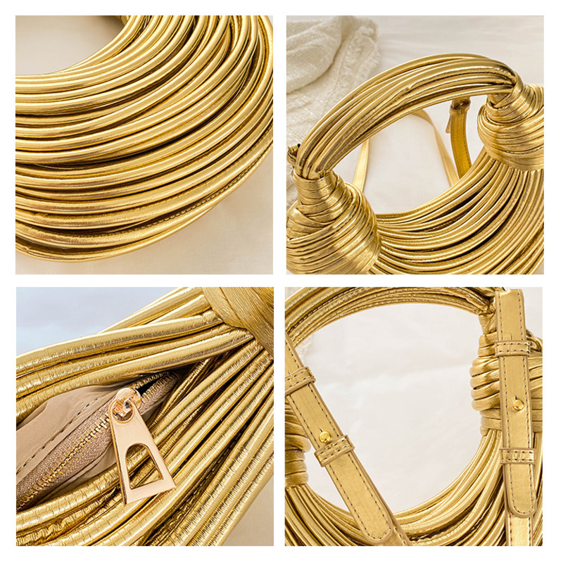Bolsas para mulheres 2023 novo designer de ouro marca artesanal sacos macarrão corda atada puxado hobo sier noite embreagem chique_voghion.com