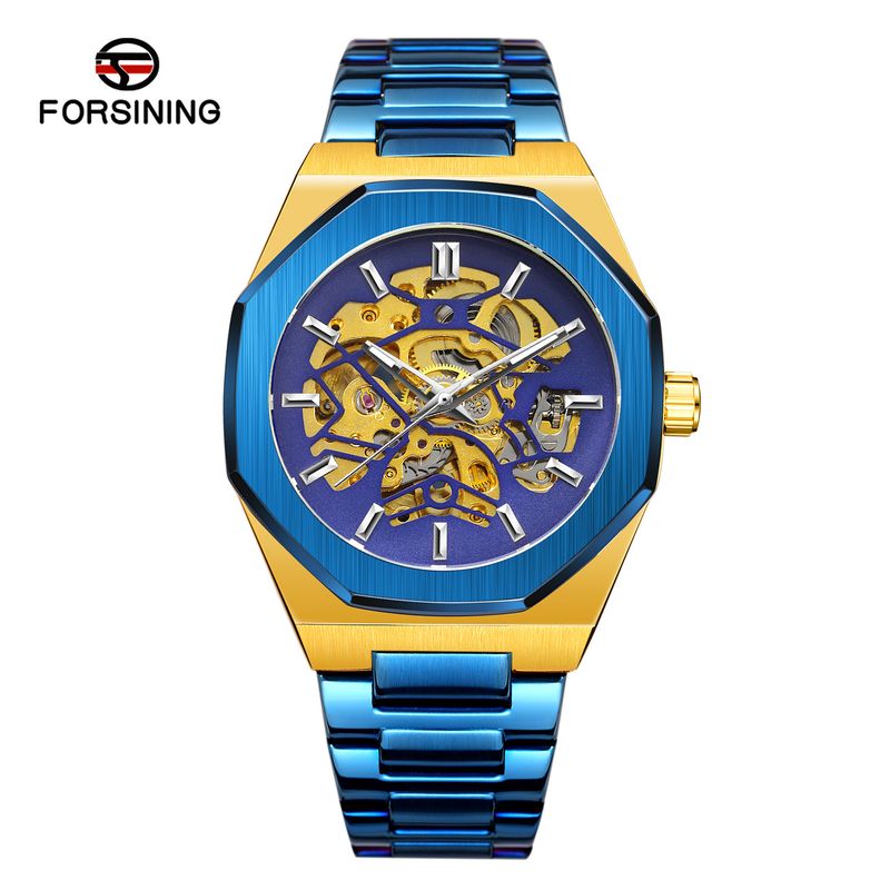 Montre mécanique automatique squelette tendance pour homme avec fonction heure universelle, boîtier en acier inoxydable de 41 mm, verre minéral, bracelet en alliage_voghion.com