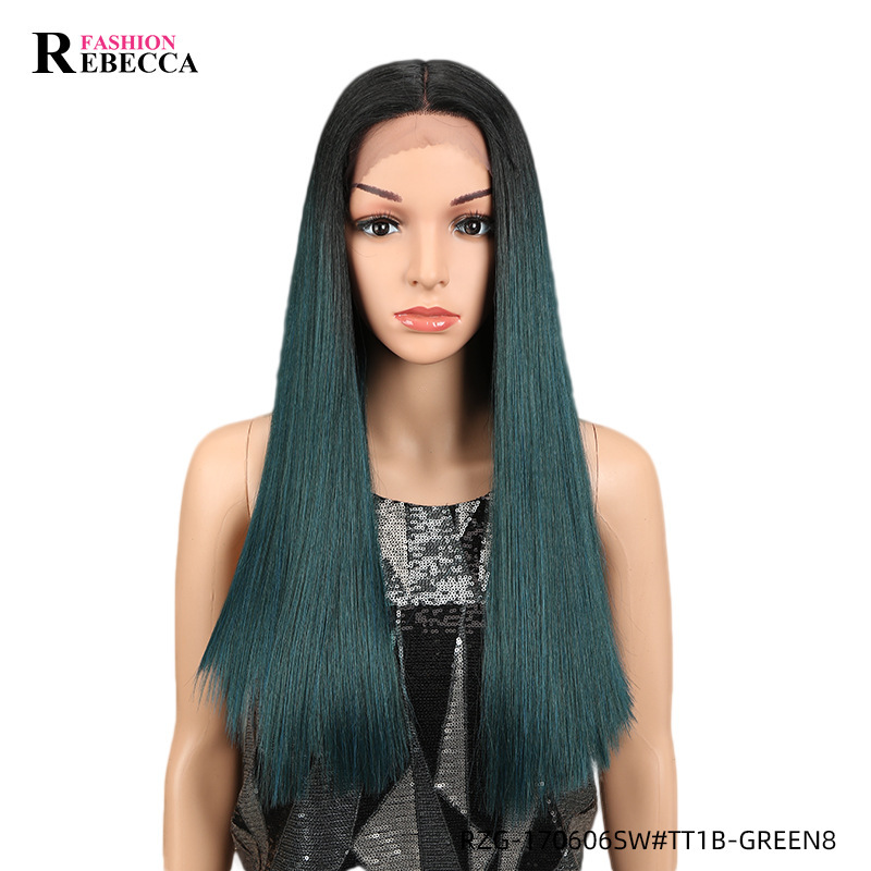 Wig front lace high temperature silk chemical fiber headgear long straight hair Rebecca_voghion.com