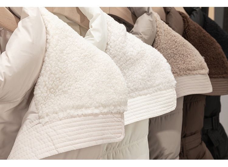 Women's Quilted Puffer Vest With Faux Shearling Collar, Slim Fit Waist-Cinching Jacket For Winter, Lightweight Warm Coat_voghion.com