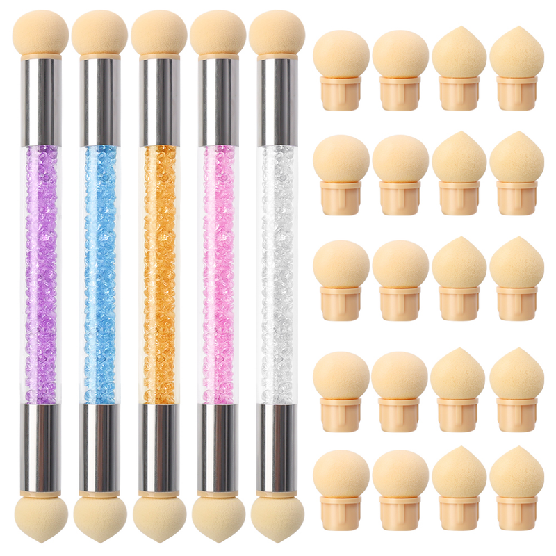 Farbverlauf 1 doppelseitiger Farbstift Punktpinsel Schwammkopf Wasser Diamantgriff Nagelkunstpinsel Nagelkunstschmerz_voghion.com