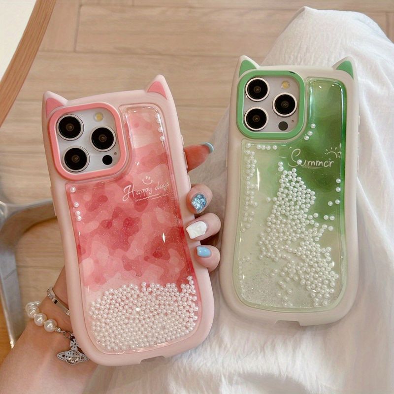 Cat Ear Quicksand Gradient Pink And Green Haze_voghion.com