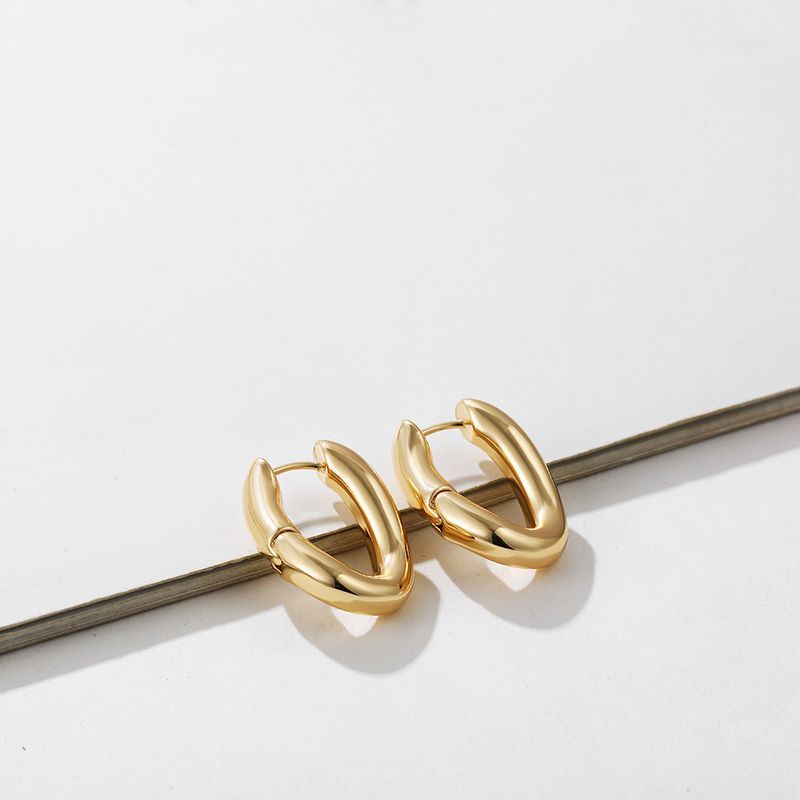Gold Retro Simple Geometric Twist Round Stacked Light Earrings Ear Jewelry_voghion.com