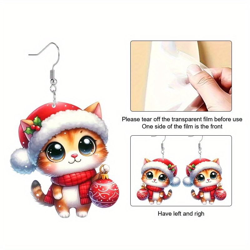 Orecchini in acrilico con pallina di Natale affascinante, accessori perfetti per le feste, regalo a tema gatto_voghion.com