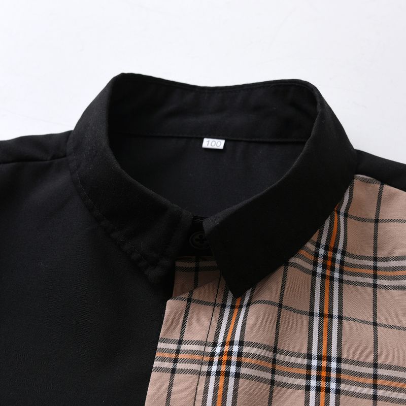 Bērnu rūtains krekls ar īsām piedurknēm Zēniem Bērnu Bērnu krekls ar īsām piedurknēm Over Wear_voghion.com