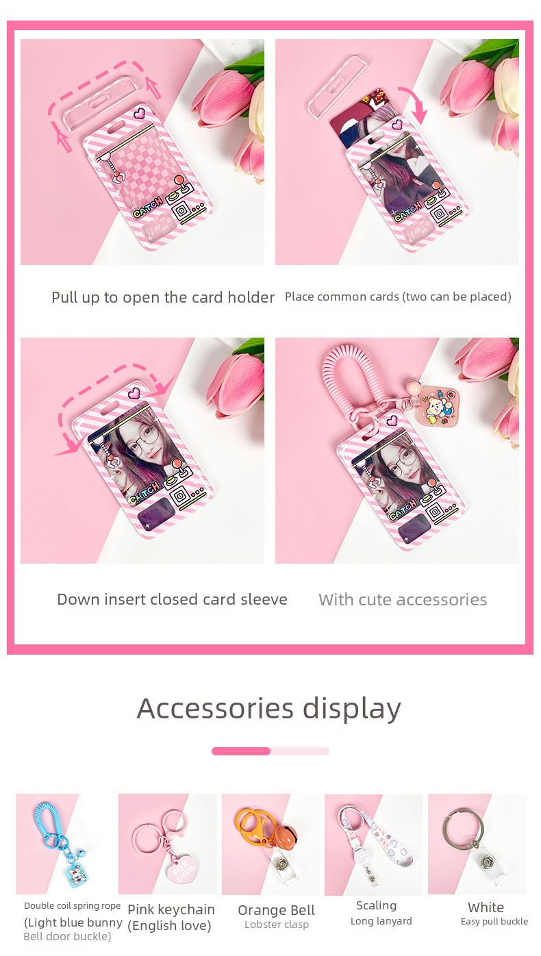 Student bolt-type transparent card set cartoon ID set anti-lost relief bus card protection set wholesale manufacturers men and women_voghion.com