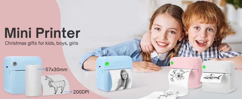 Pocket Mini Printer Draagbare Draadloze BT Thermische Foto voor iOS Android Mobiele Telefoon, Inktloos Afdrukken Cadeau Studie Notities Label Ontvangstbewijs_voghion.com