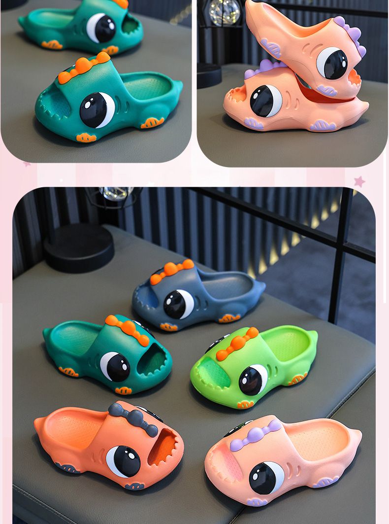 Kids Summer Sandals - Soft Sole Non-Slip Bath Slippers For Boys & Girls, Indoor/Outdoor Lightweight Beach Slides With Cute Dinosaur Design_voghion.com