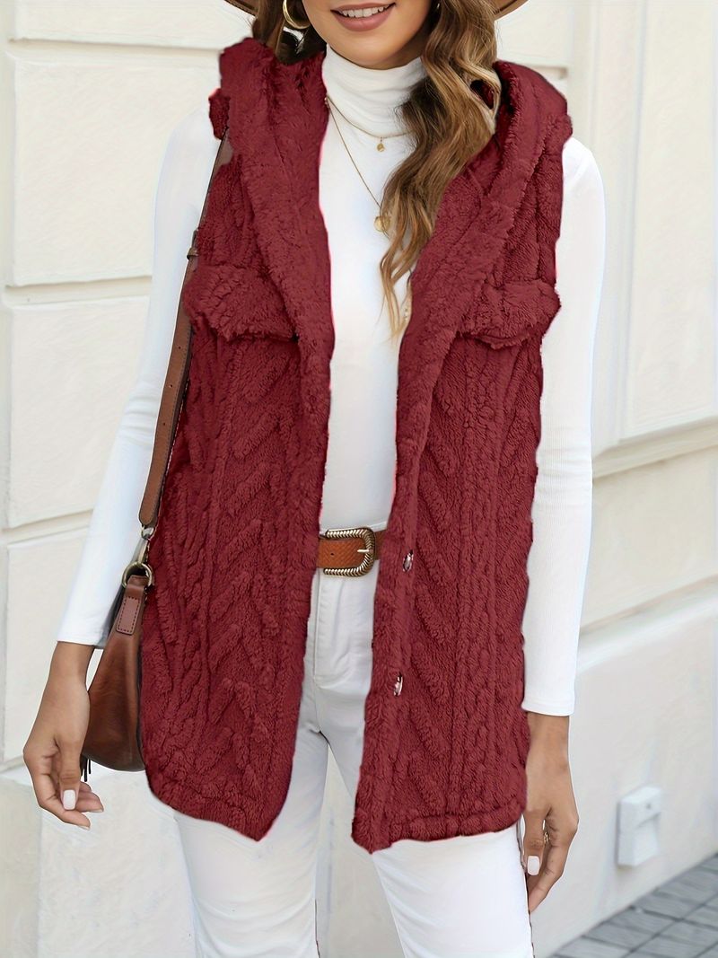 Doudoune sans manches à capuche pour femme – Manteau d'hiver matelassé léger à col montant (beige, rose, rouge, anthracite, kaki, violet)_voghion.com