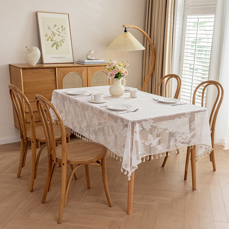 Piccola tovaglia con nappa in pizzo fresco, tovaglia rettangolare per la casa, tovaglia decorativa per tavolino da caffè_voghion.com