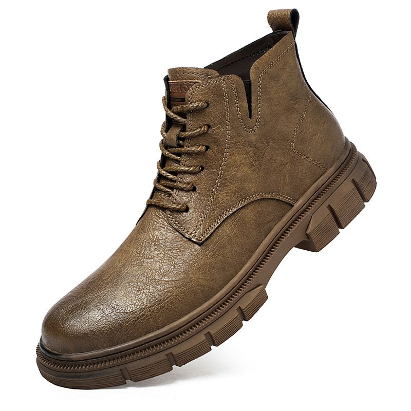 High-Top-Retro-Martin-Stiefel mit dicker Sohle, wasserdichte kurze Stiefel, Outdoor-Werkzeugstiefel, erhöhte Herrenschuhe_voghion.com