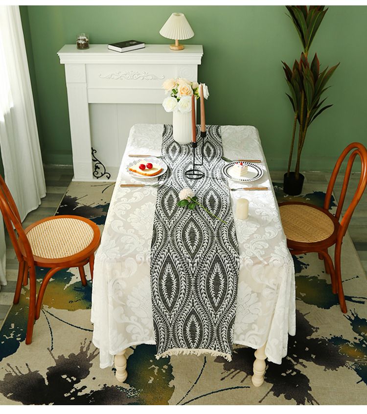 Modern Simple Coffee Table TV Cabinet Table Flag Dust Cover Zen Tea Ceremony Warp Knitted Cotton And Linen Tablecloth_voghion.com
