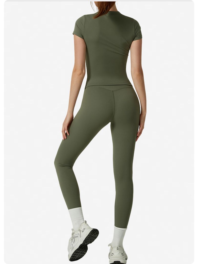 Completo sportivo attillato per donna, pantaloni da yoga elasticizzati a maniche lunghe e corte, ad asciugatura rapida, quasi invisibili, ottimo fitness_voghion.com