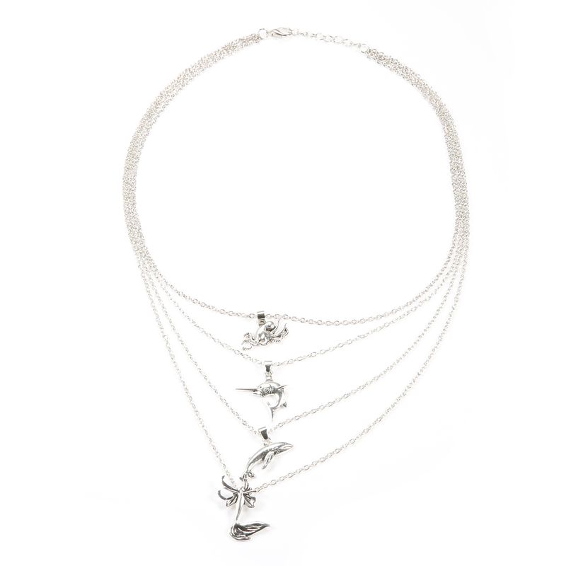 Nuova collana con ciondolo multistrato personalizzato alla moda con tonno, ippocampo, squalo e polpo_voghion.com