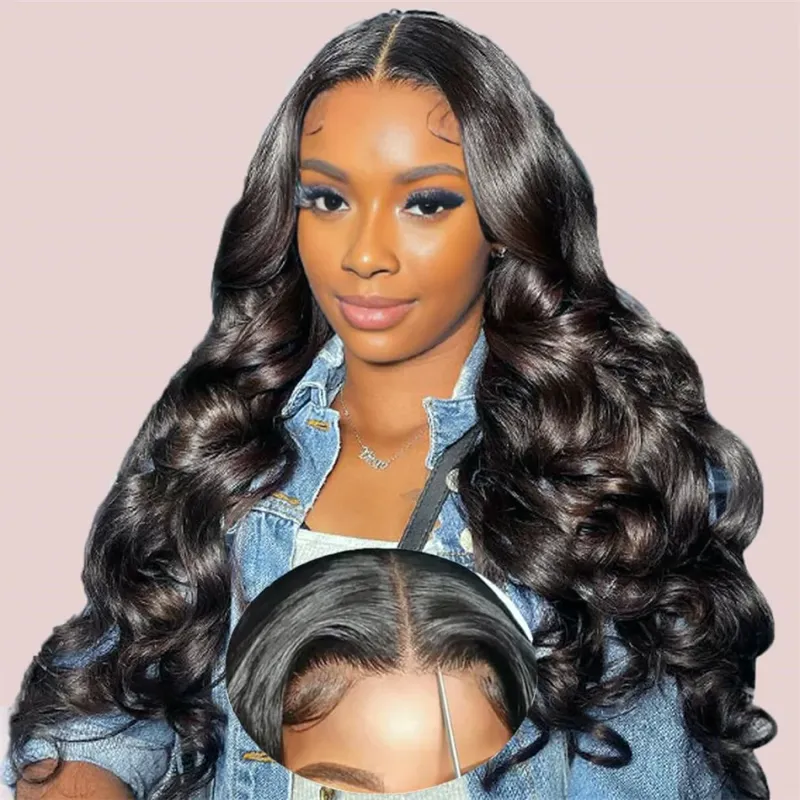6X6 Brazilian Body Wave Human Hair Lace Frontal Full Lace Glueless Wig 13X4 HD Transparent Wig_voghion.com